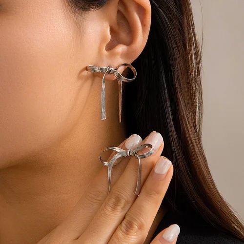 Bow Dangle Drop Tassel Earrings And Necklace ad creative