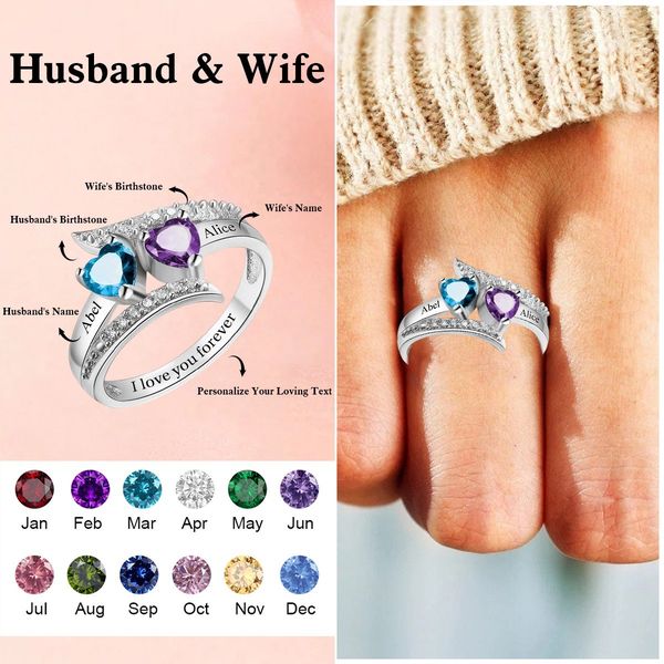 I Love You Forever - Personalized Promise Birthstones Ring - qianwill