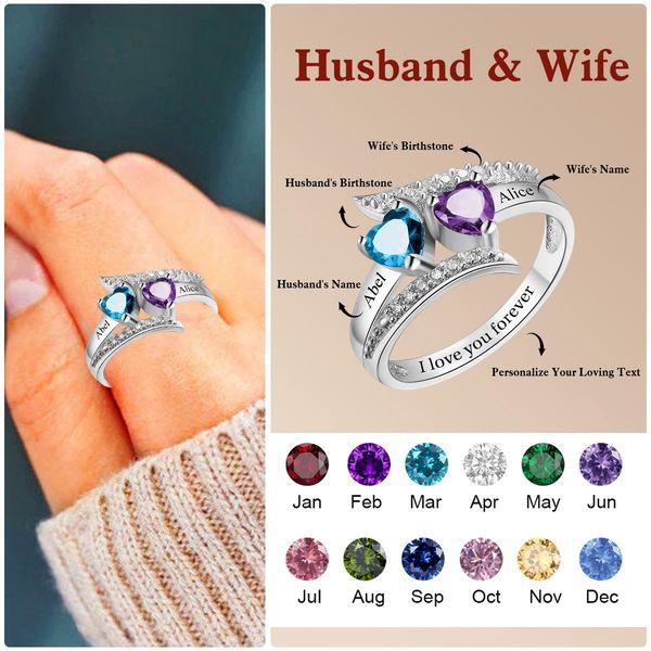 I Love You Forever - Personalized Promise Birthstones Ring - qianwill