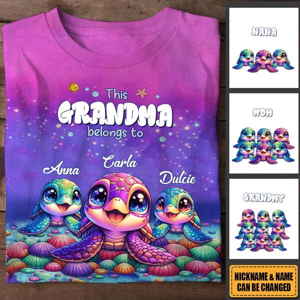 This Grandma belongs to Colorful Turtle Personalized 3D T-shirt - qianwill