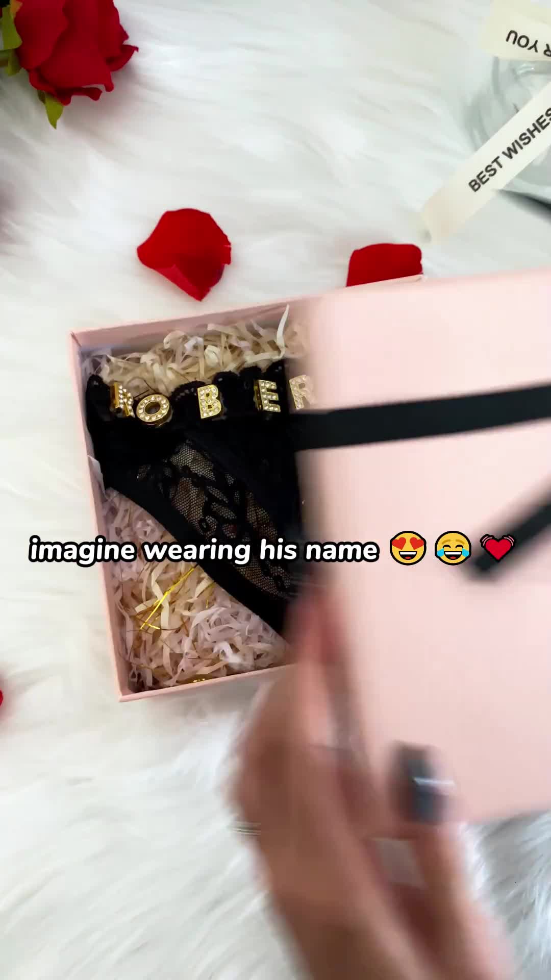 Custom Lace Thongs with Jewelry Crystal Letter Name Gift for Her ad creative