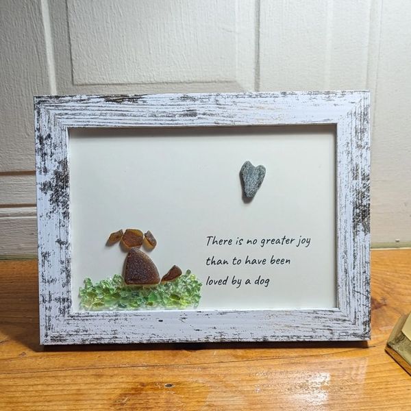 Sea Glass Art, Unique Gift for Dog Lovers