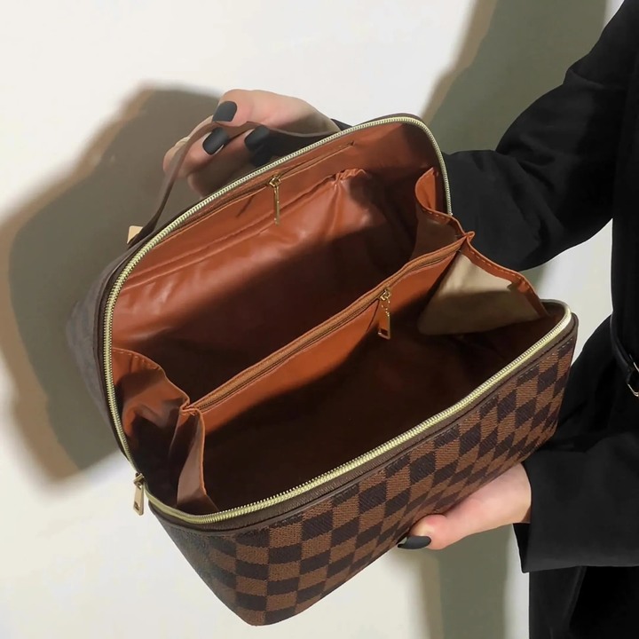 🔥🔥🔥Best seller - Retro plaid makeup pouch(レトロ格子柄化粧ポーチ) 广告素材