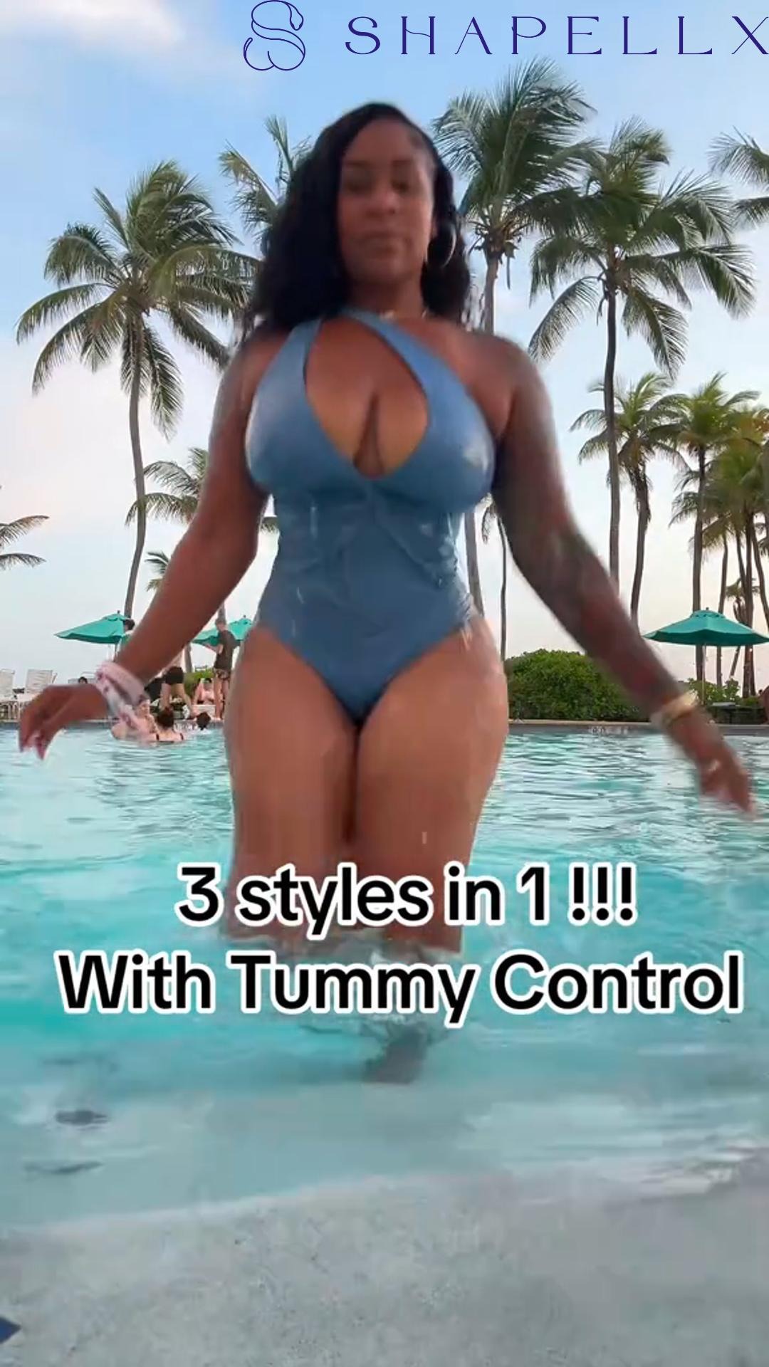 Smart Sculpt Ruched Twist-Front Shaping Swimsuit | SHAPELLX 广告素材