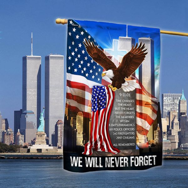 Patriot Day 911 We Will Never Forget Memorial Eagle American Flag MLN3538F - Flagwix 广告素材