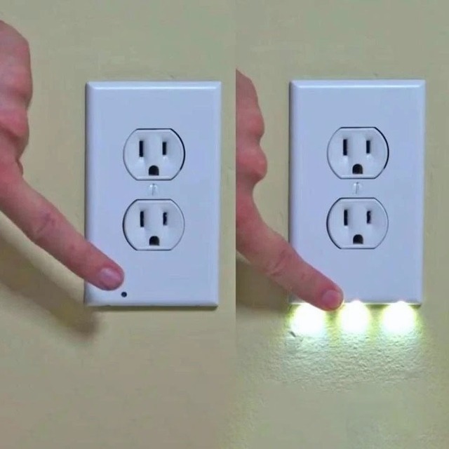 Outlet Wall Plate With Led Night Lights-No Batteries Or Wires [UL FCC – BckMall 广告素材