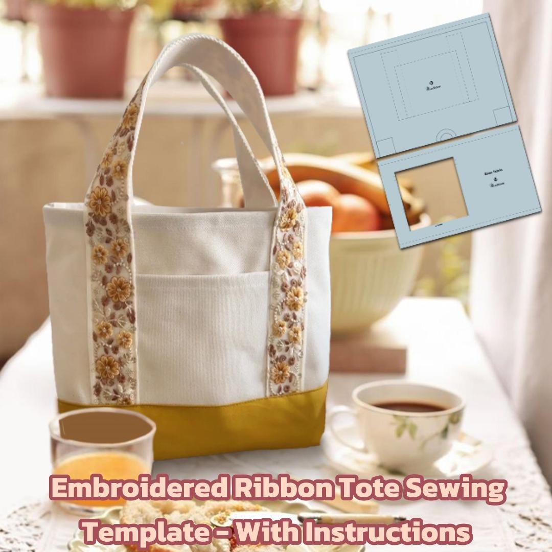 Embroidered Ribbon Tote Sewing Template - With Instructions