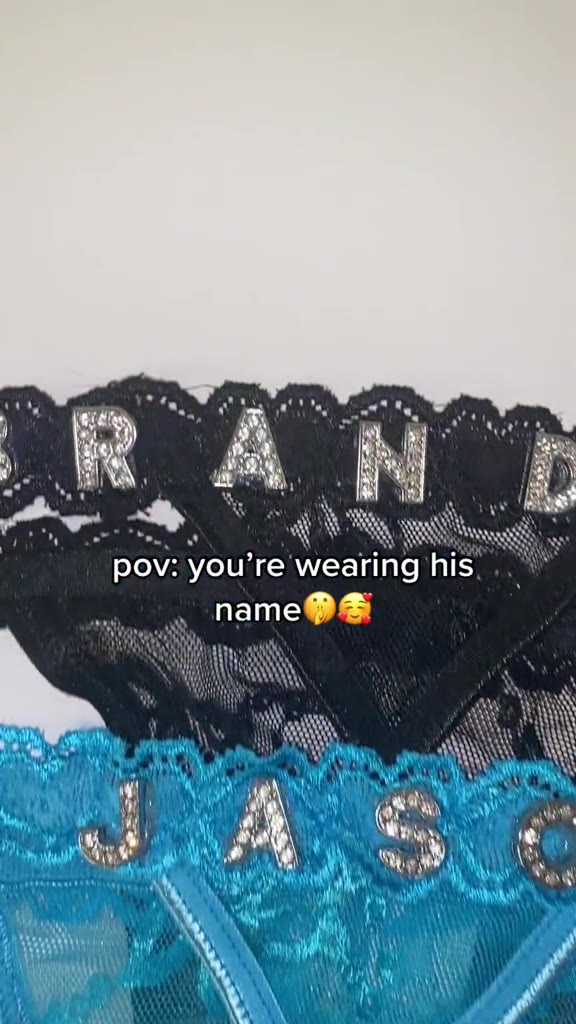 Custom Lace Thongs with Jewelry Crystal Letter Name Gift for Her ad creative