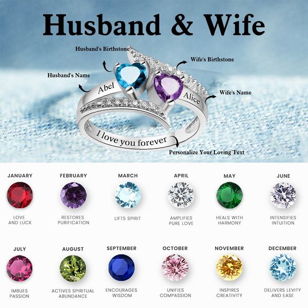I Love You Forever - Personalized Promise Birthstones Ring - qianwill