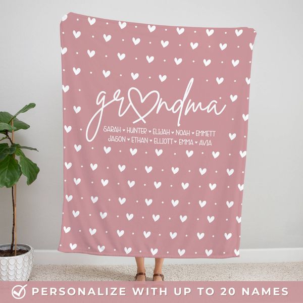 Personalized Grandma with Kids Names Sherpa Blanket – NatzPrints