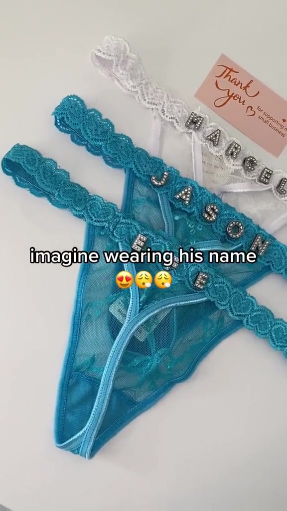 Custom Lace Thongs with Jewelry Crystal Letter Name Gift for Her ad creative