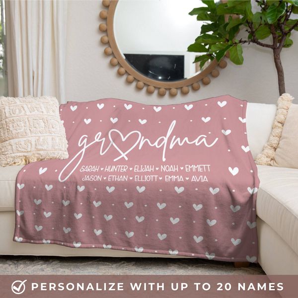 Personalized Grandma with Kids Names Sherpa Blanket – NatzPrints