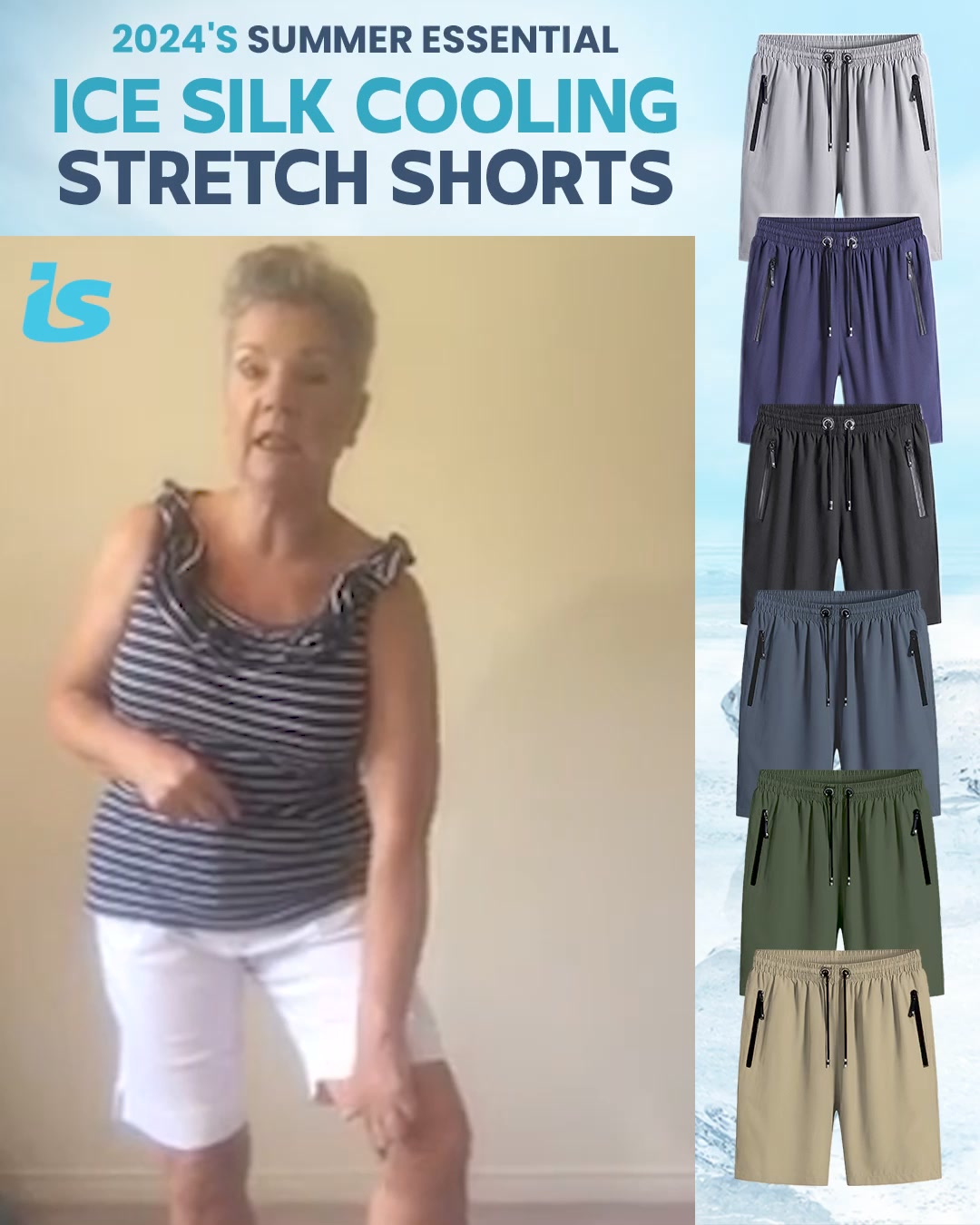 Icy Shorts - Last day 80% OFF - Unisex Ice Silk Stretch Quick-Dry Shorts 广告素材