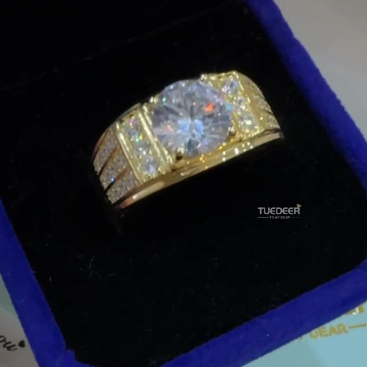 Tuedeer Men's 3.8ct Round Cut Gold Ring – tuedeer