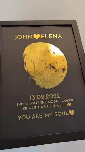 Custom Moon Phase and Names Wooden Frame with Your Text Custom Couple