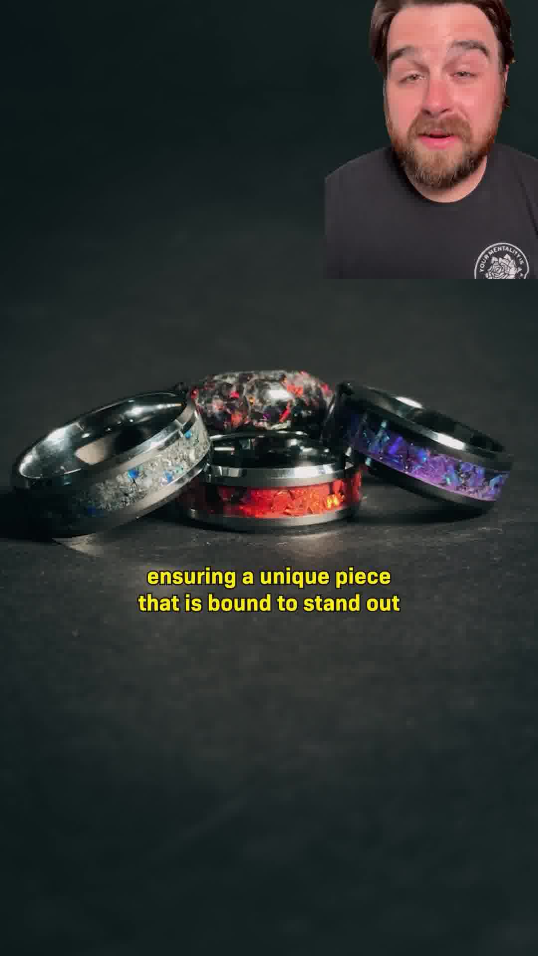 All Products - Trending - Stardust, regal halo, T Rex, meteorite with glow liner, solid meteorite, opal, lavender, custom titanium | Patrick Adair Designs ad creative