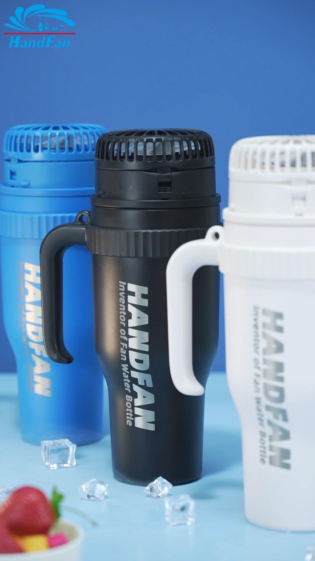 40 OZ HandFan Tumb M40 Bottle - A cool vacuum water bottle with 5000 mAh fan 广告素材