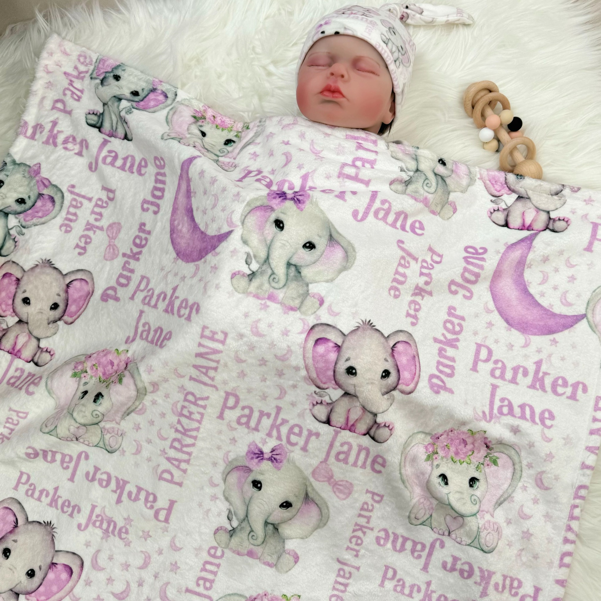 Personalized Cute Moon Girl Elephant Blankets - Gifts for Baby – Artgiftify