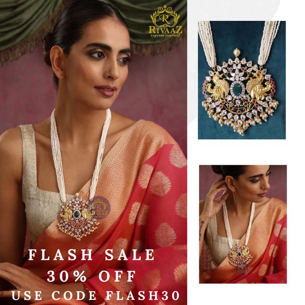 One Gram Gold Long Peacock Pendant Necklace | Indian Long Necklace | Indian Jewelry |Indian Necklace | Bollywood Jewelry – MyRivaaz 广告素材