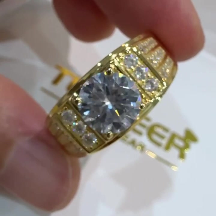Tuedeer Men's 3.8ct Round Cut Gold Ring – tuedeer