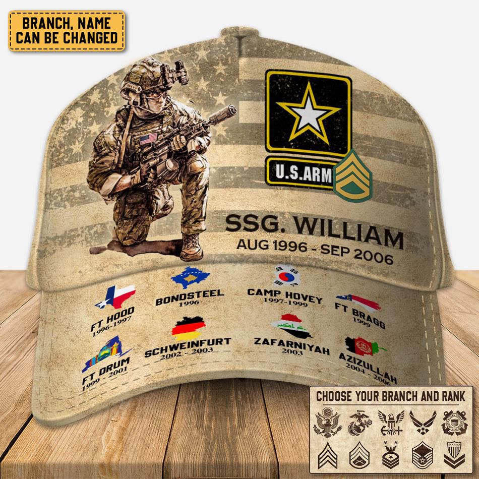 Personalized Cap US Military World Tour Gift For Veteran 广告素材