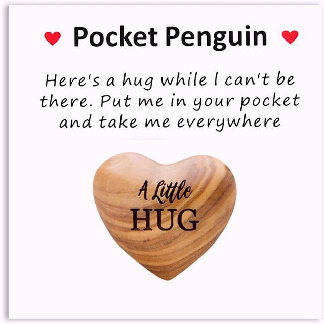 Little Pocket Hug Wooden Heart Token--Miss You Note, Isolation Gift for Someone You Love 广告素材