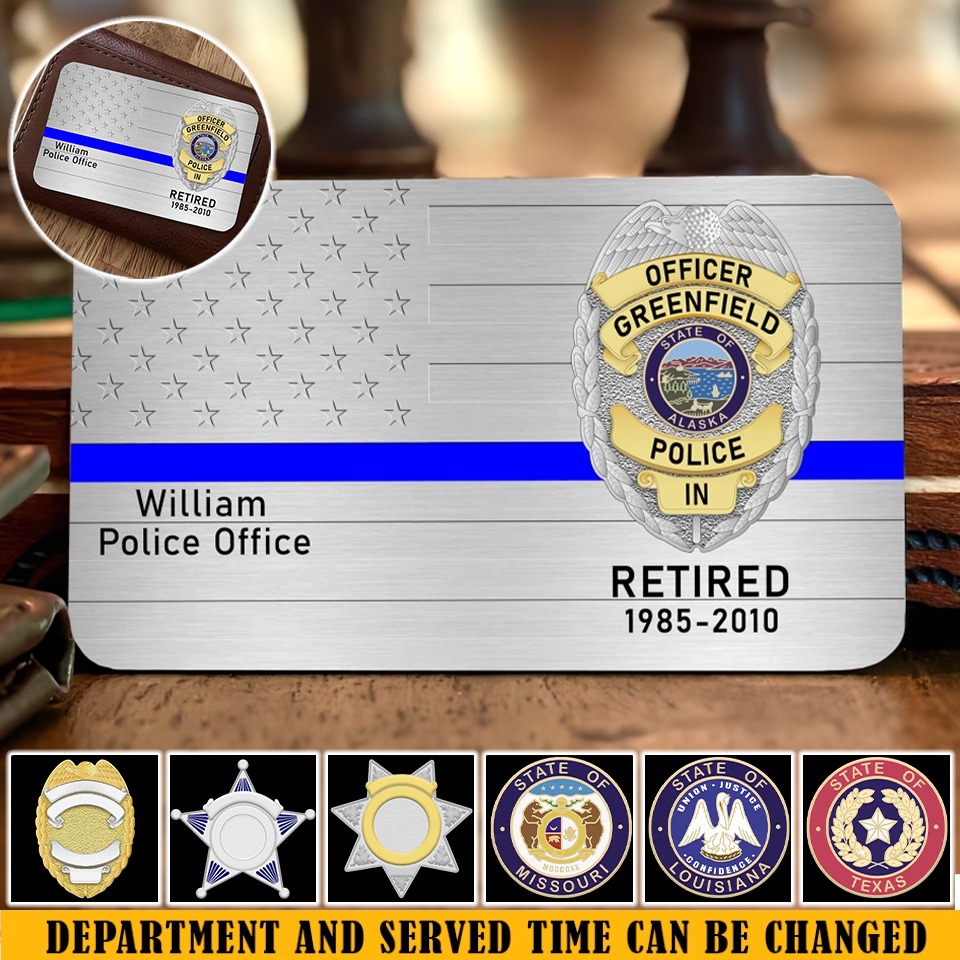 Custom US Police Badge Aluminum Wallet Card - Gift for Police Officer 广告素材