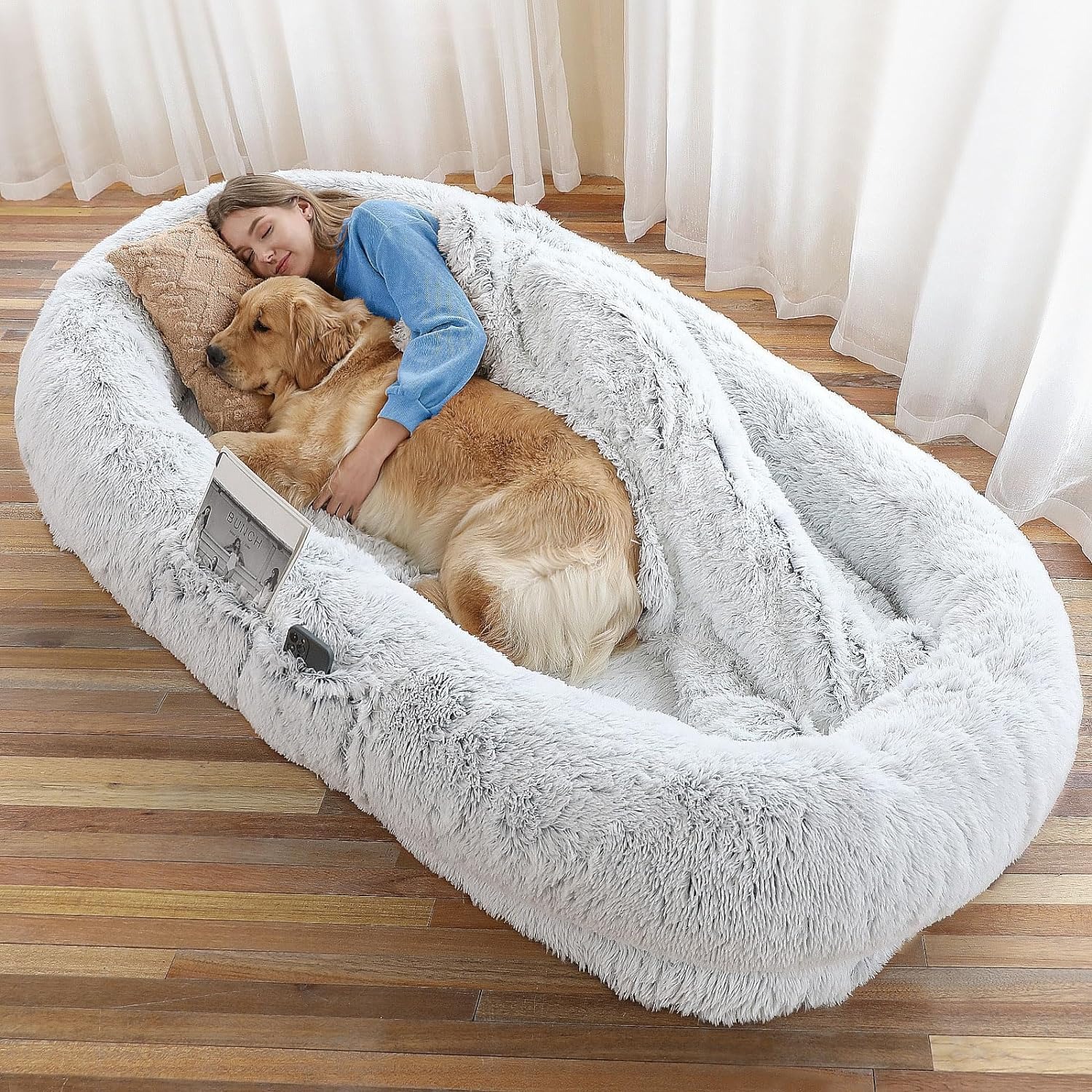 【Factory Direct Sales】Human Dog Bed,71''x45''x12'' size suitable for you and your pet, comes with a plump pillow, blanket, and carrier ad creative