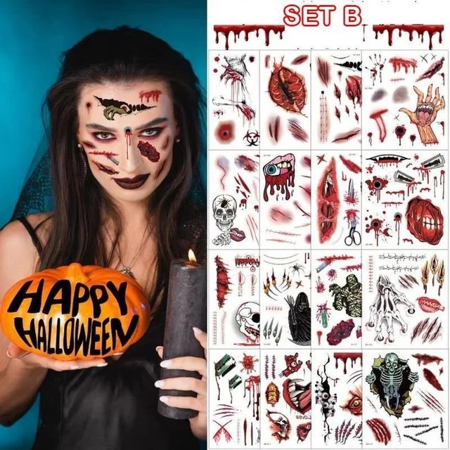 🔥Halloween Prank Makeup Temporary Tattoo😈Realistic & Easy To Remove ad creative