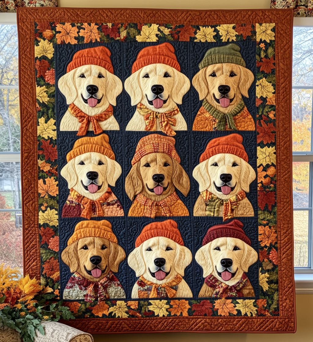 Retriever Autumn Vibes Quilted Blanket NCU0PT359 广告素材