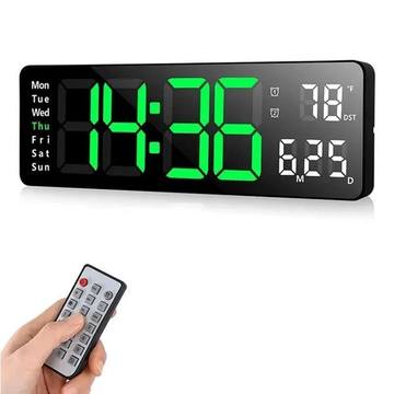⚡13''Large Digital Clock with Temperature, Date, Auto DST, Night Light, Auto Brightness Dimmer 广告素材