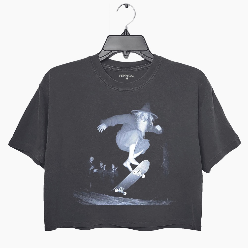 Fantasy Gandalf Skateboarding Funny Crop Top - The Lord of the Rings – PEPPYGAL ad creative
