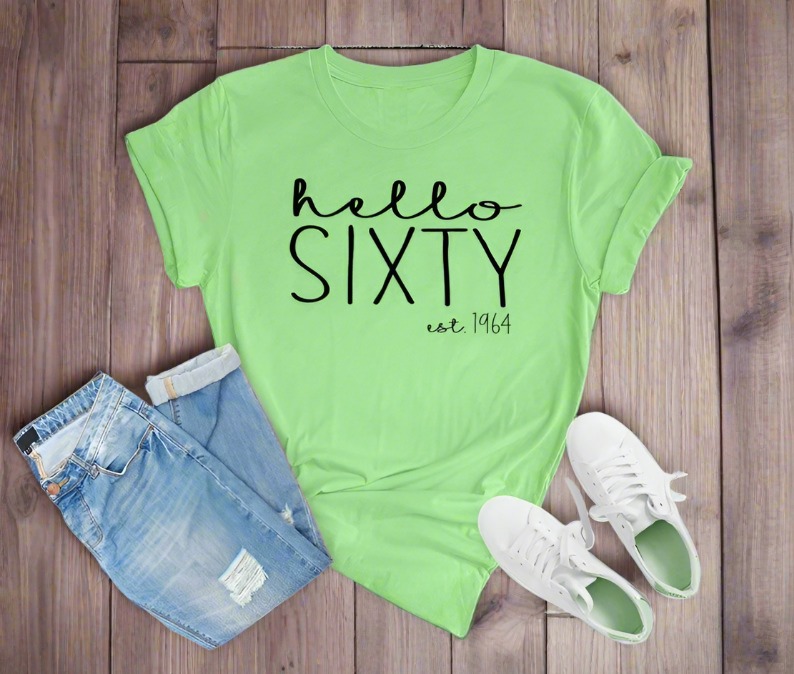 Hello Sixty Est 1964 Birthday Shirt | 60th Birthday Party T-Shirt Cotton 广告素材