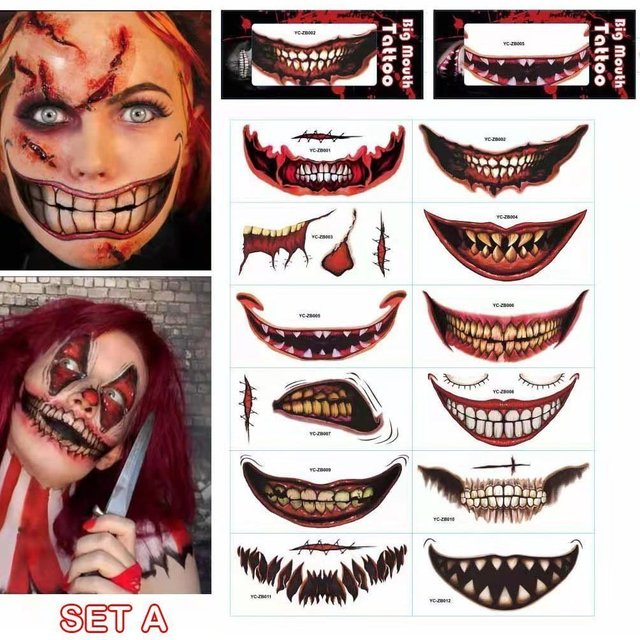 🔥Halloween Prank Makeup Temporary Tattoo😈Realistic & Easy To Remove 广告素材