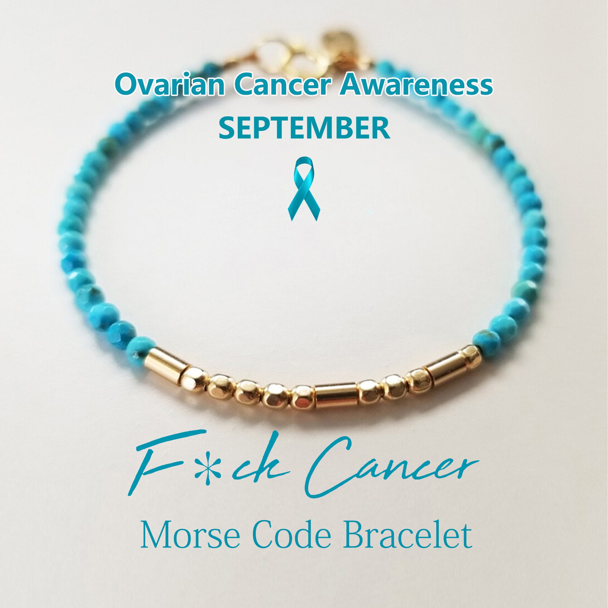 Genuine Turquoise Gemstone Morse Code Bracelet 广告素材