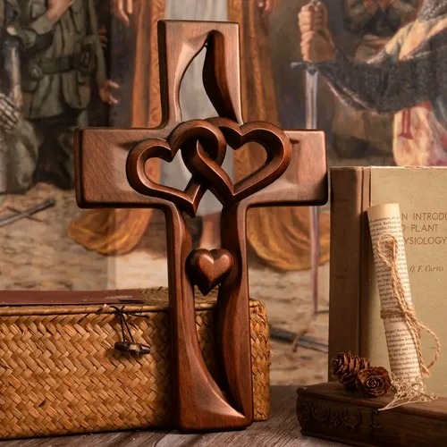 🔥Last Day Special Sale 49% OFF❤️Intertwined Hearts Wooden Cross 广告素材