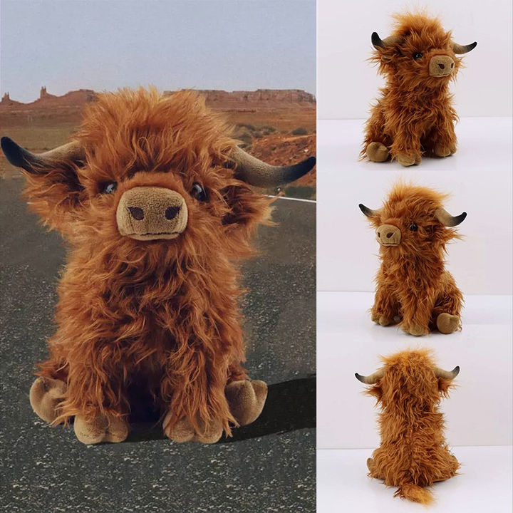🐂Eco-Friendly Scottish Highland Cow Soft Plush Toy 广告素材