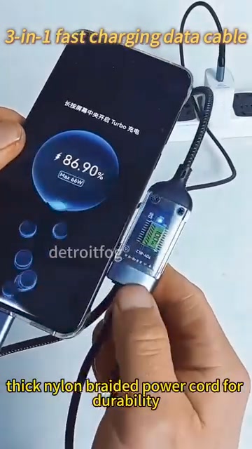 🔥⚡Transparent Luminous 3-in-1 Super Fast Charging Cable 广告素材