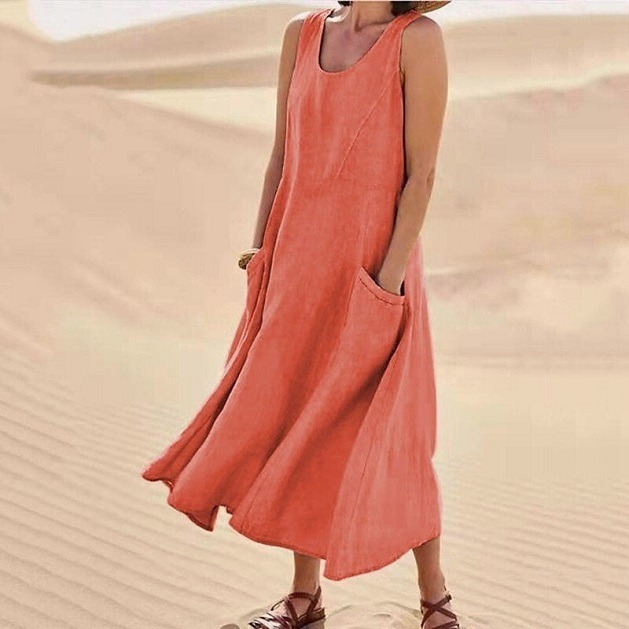 Last Day Special Sale🔥Women's Sleeveless Cotton And Linen Dress With Pockets - speaciality ad creative