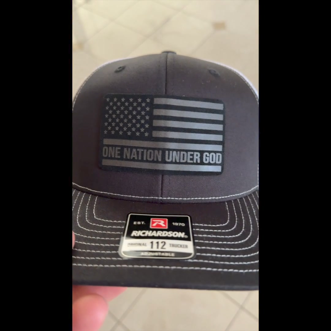 One Nation Under God V2 Blackout Version Patch Hats 广告素材