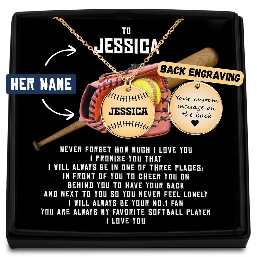 Never Forget - Personalized Engraved Softball Necklace #SB01 – Country Metal Décor USA 广告素材