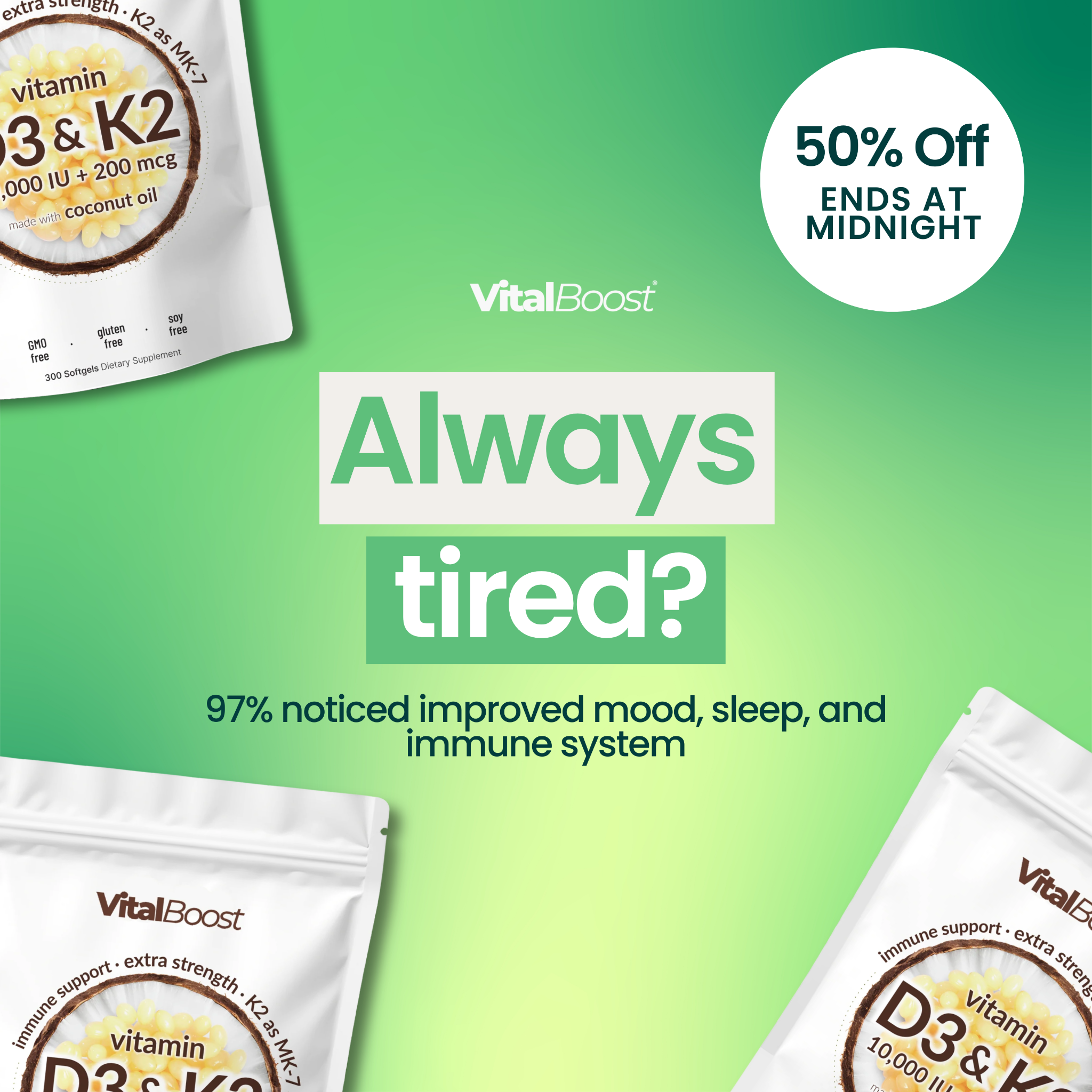 Vitamin D3 K2 Supplement Softgels 广告素材