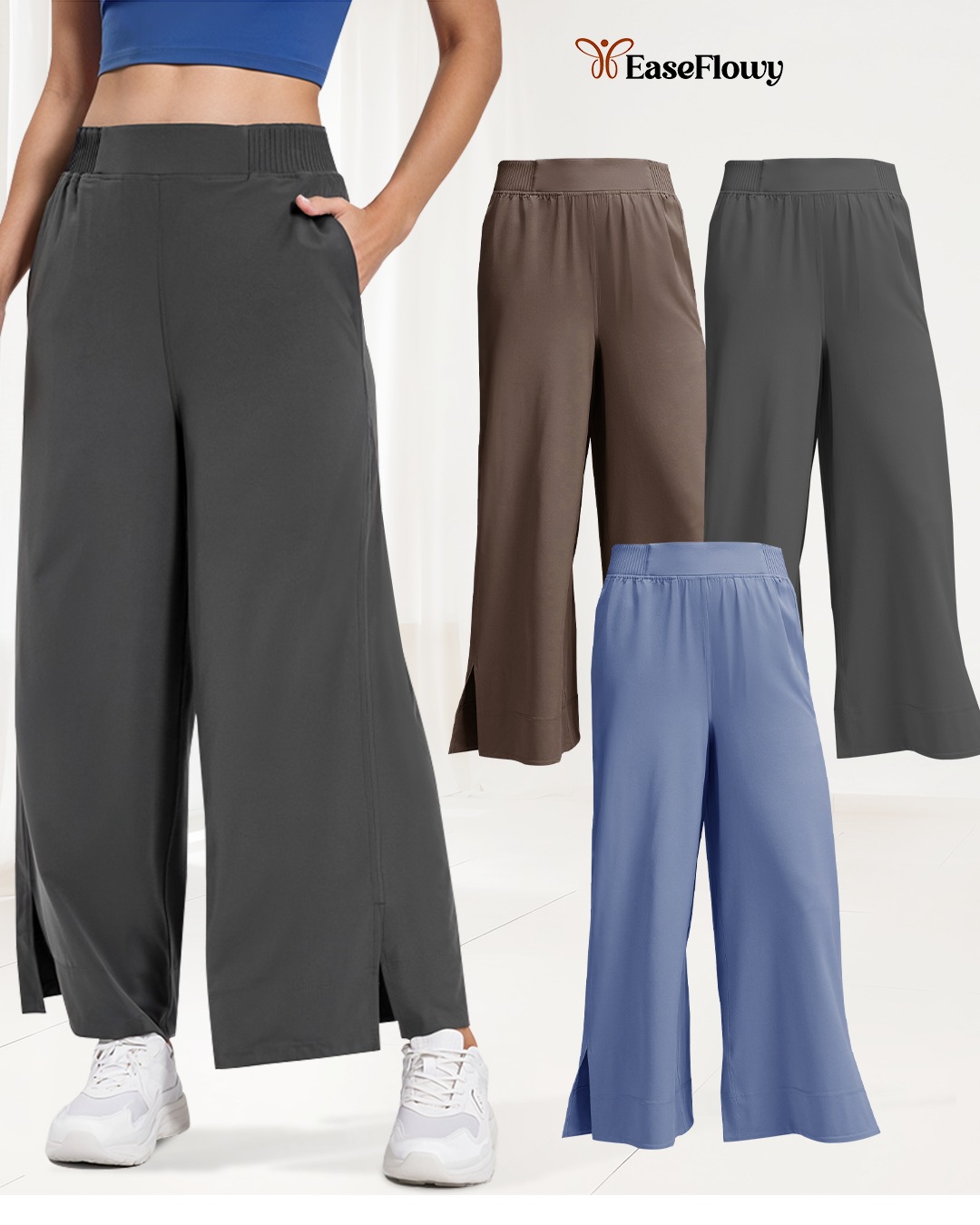 EaseFlowy - Slit Wide Leg Casual Active Pants ad creative