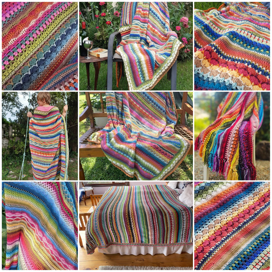 Rainbow Stripes Blanket Crochet Pattern 广告素材