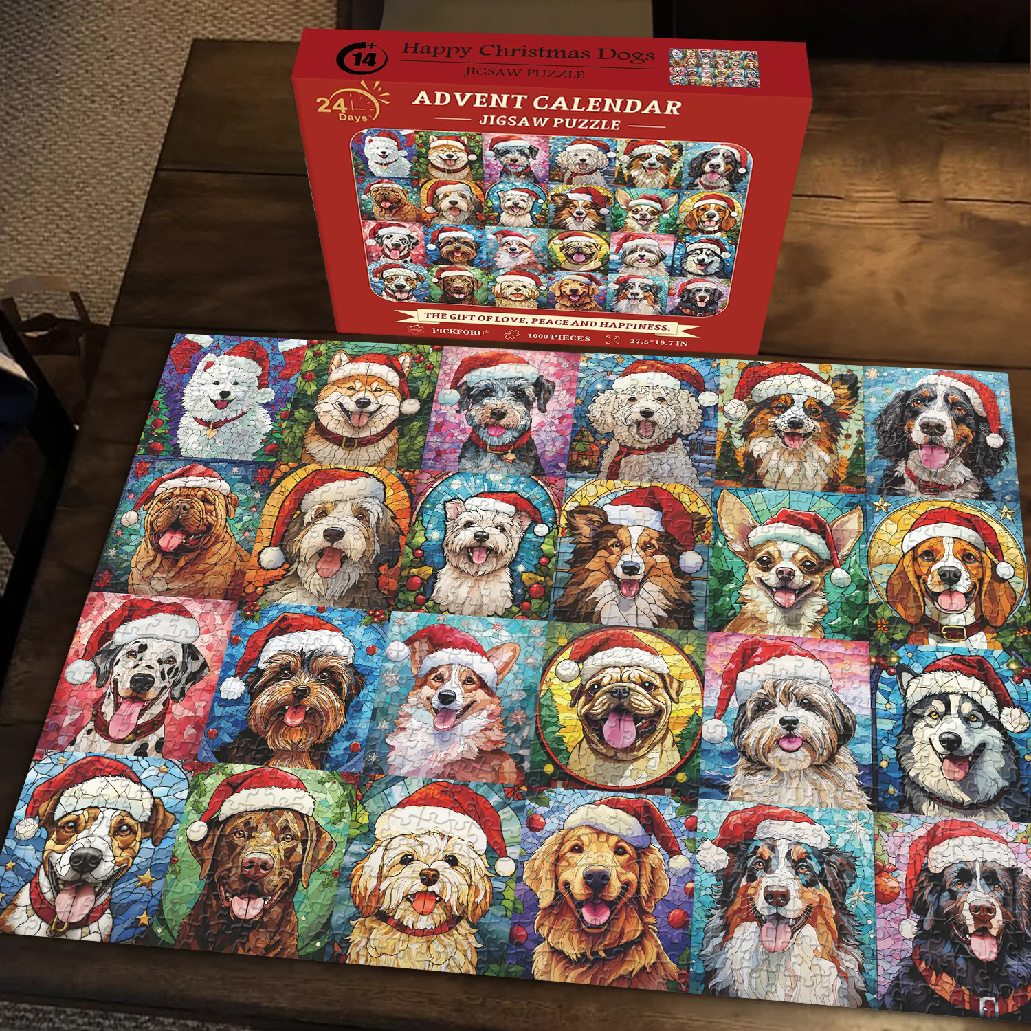 Happy Christmas Dogs Advent Calendar Jigsaw Puzzle 1000 Pieces 广告素材