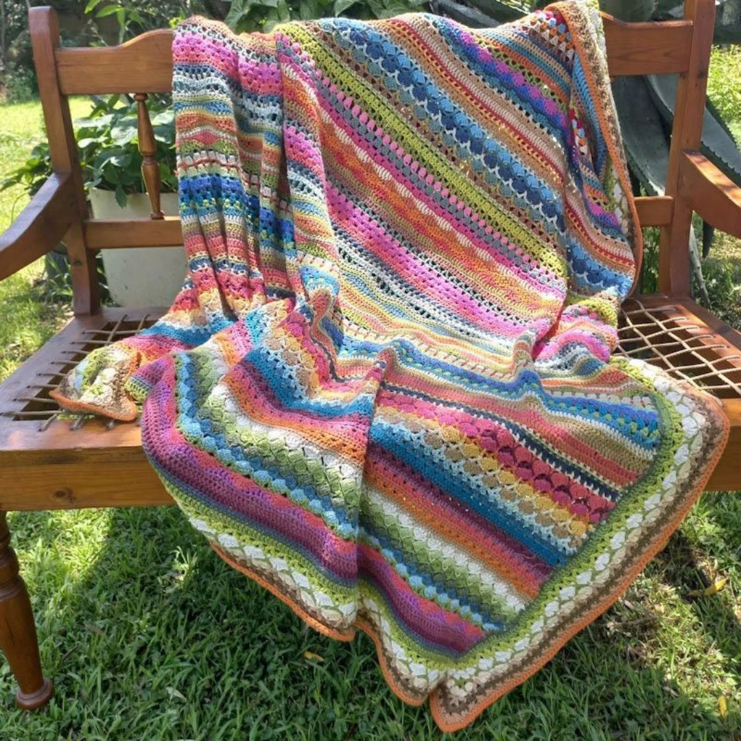 Rainbow Stripes Blanket Crochet Pattern ad creative
