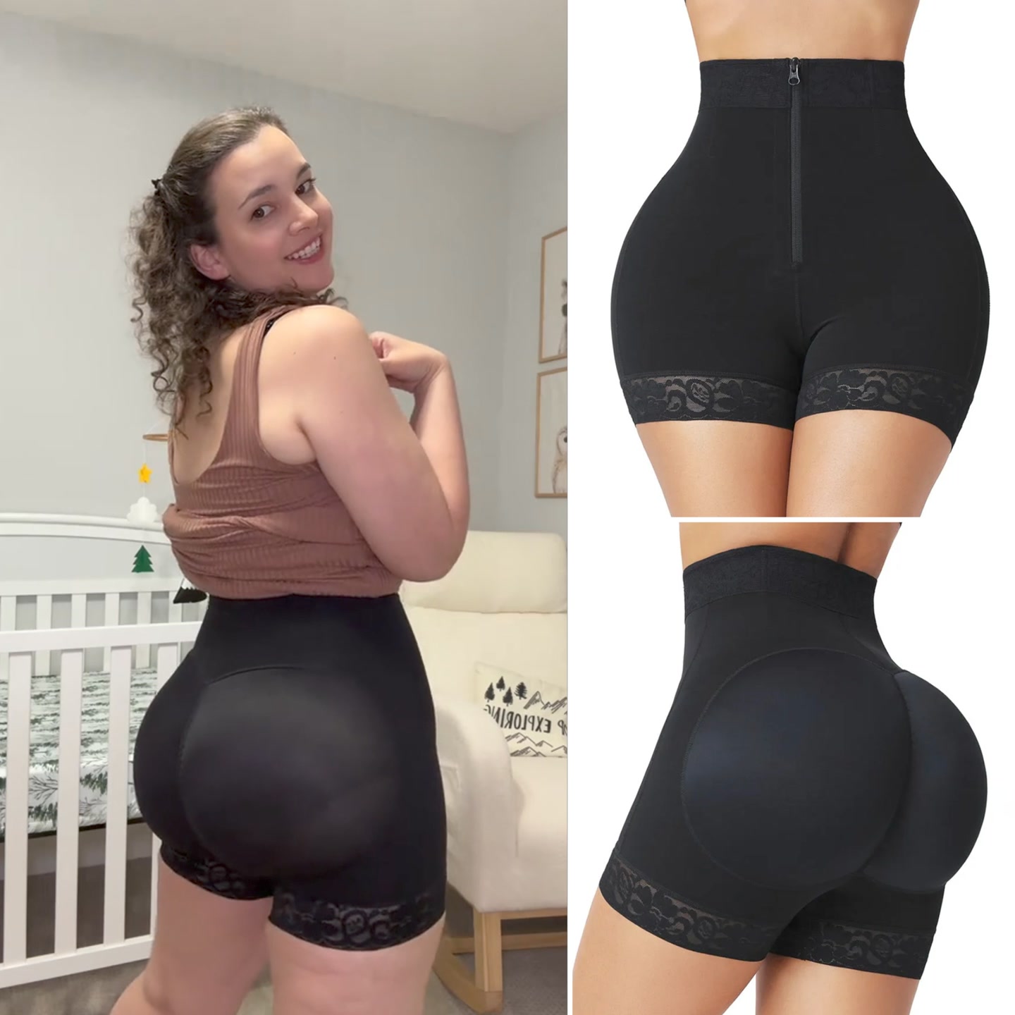 Slimming Tummy Control Butt Lifter Short With Zipper Control 广告素材