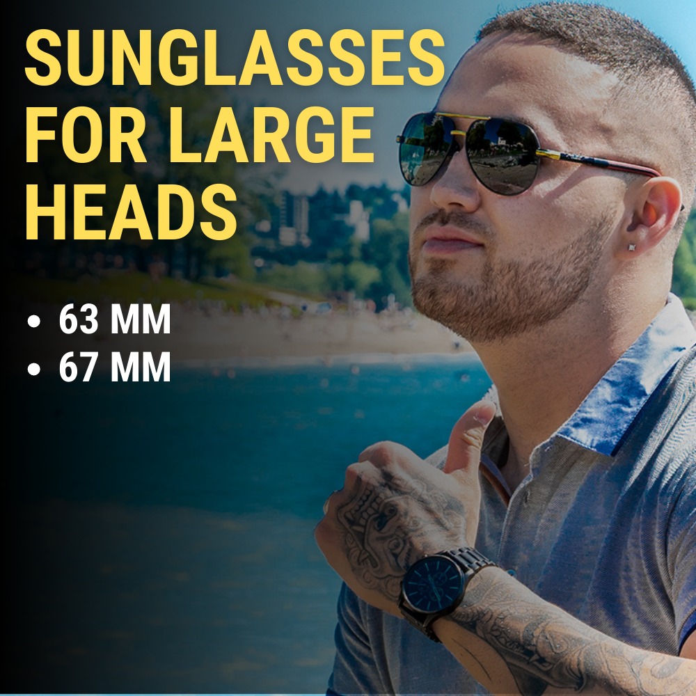 Polarized XL/XXL Aviator Sunglasses For Large Heads + Free Hard Case 广告素材