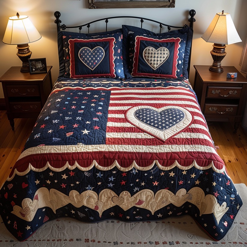 Patriotic Heart TAI170724108 Quilt Bedding Set 广告素材
