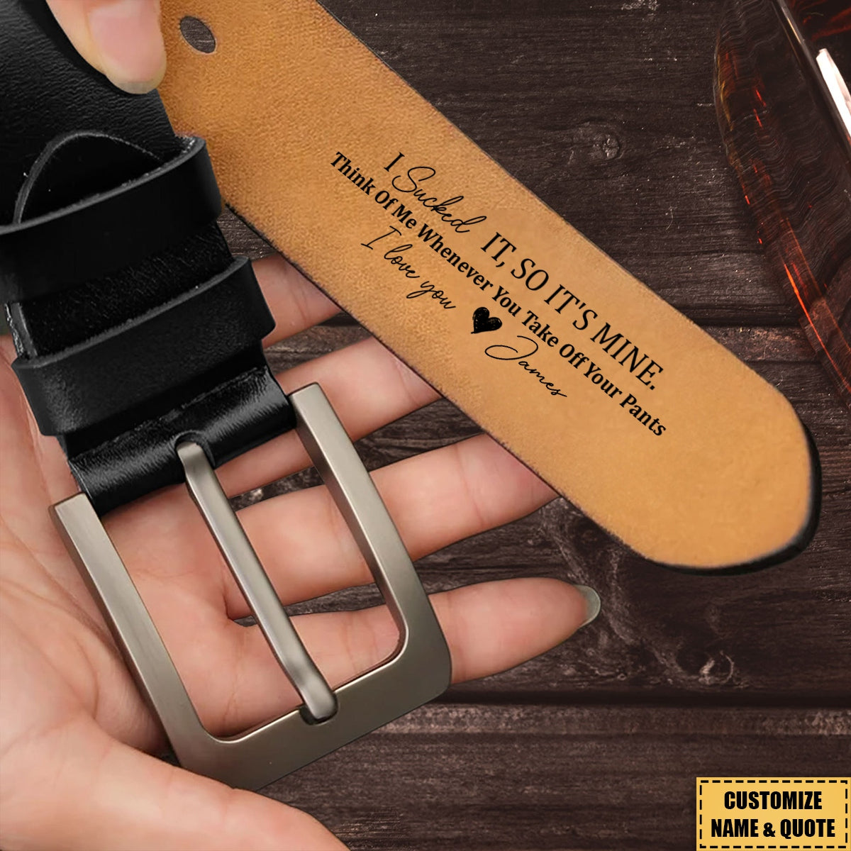 I Licked It, So It's Mine - Personalized Engraved Leather Belt 广告素材
